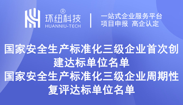 關于國家安全生產(chǎn)標準化三級企業(yè)的公示