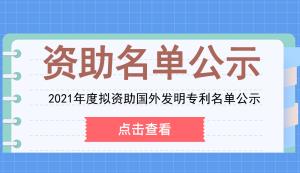 市知產(chǎn)局 | 2021年度擬資助國外發(fā)明專利名單公示