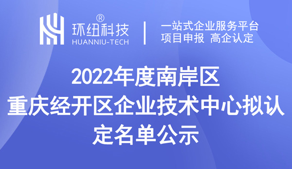 2022年度南岸區(qū)重慶經(jīng)開區(qū)企業(yè)技術(shù)中心擬認定名單公示