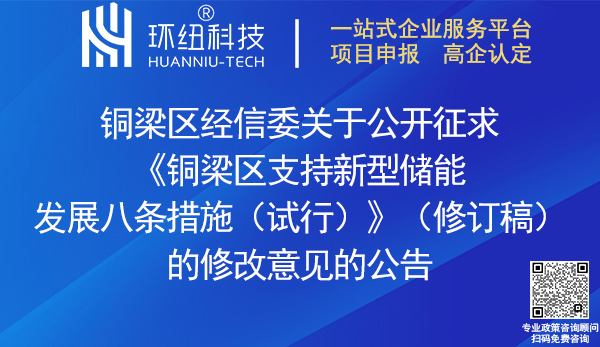 銅梁區(qū)支持新型儲(chǔ)能發(fā)展八條措施(試行)