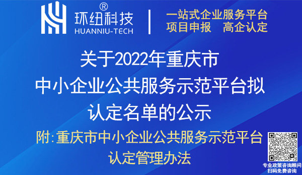 2022重慶市中小企業(yè)公共服務示范平臺認定名單