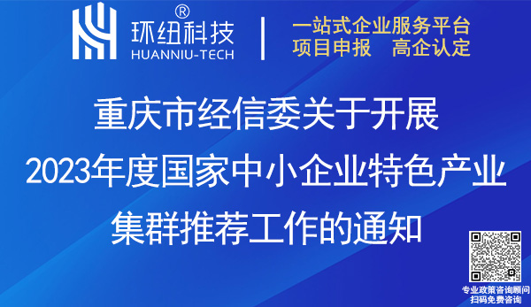 2023年度國(guó)家中小企業(yè)特色產(chǎn)業(yè)集群申報(bào)推薦