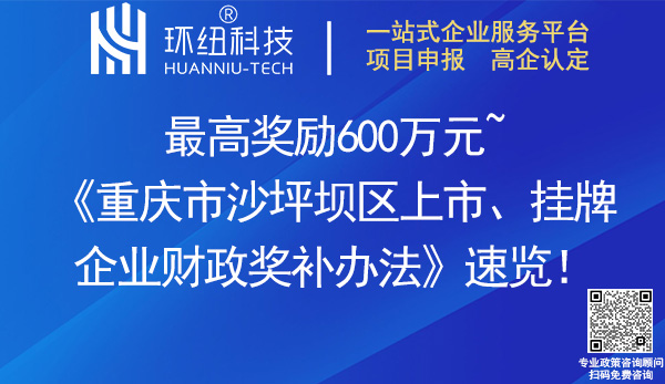 重慶市沙坪壩區(qū)上市掛牌企業(yè)財(cái)政獎(jiǎng)補(bǔ)辦法