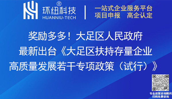 大足區(qū)扶持存量企業(yè)高質量發(fā)展若干專項政策(試行)